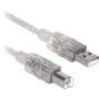 Imagen de PAQ. C/10 - DTC - B-ROBOTIX - CABLE USB V2.0 A-B TRANSLÚCIDO 1.80 MTS.