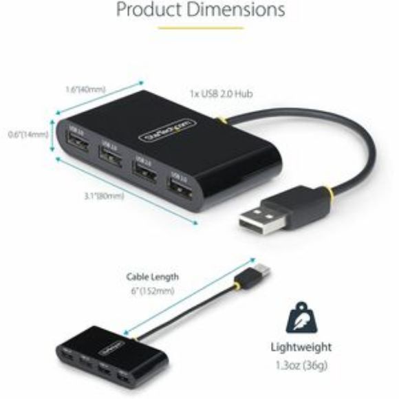 Imagen de PAQ. C/2 - STARTECH - USB 2.0 4 PORT USB BUS POWERED HUB