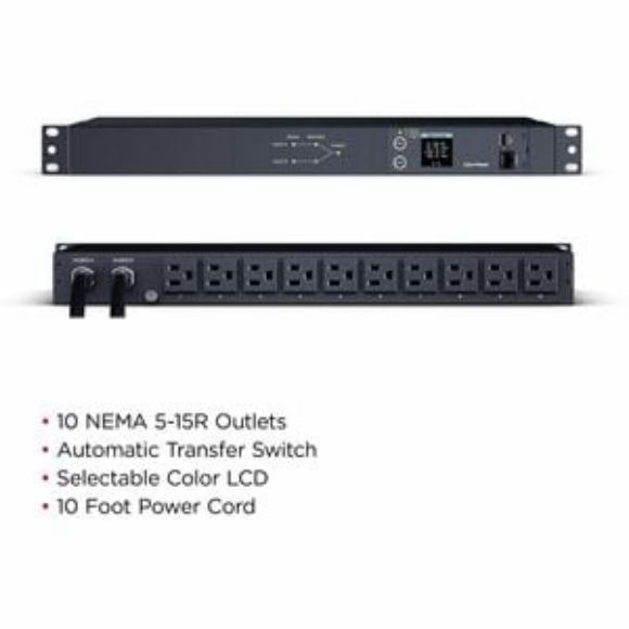 Imagen de CYBER POWER - METERED ATS PDU 15A 1U 120V 2 X NEMA 5-15P 10 X NEMA 5-15R