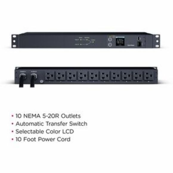 Imagen de CYBER POWER - METERED ATS PDU 20A 1U 120V 2 X NEMA L5-20P (L5-20P TO 5-20P AD