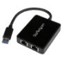 Imagen de STARTECH - TARJETA ETHERNET 2 PUERTOS RJ45 EXTERNA USB 3.0 CON 1X USB A