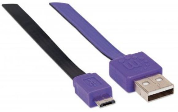 Imagen de PAQ. C/10 - IC - CABLE USB V2 A-MICRO B BLISTER PLANO 1.0M MORADO/NEGRO.