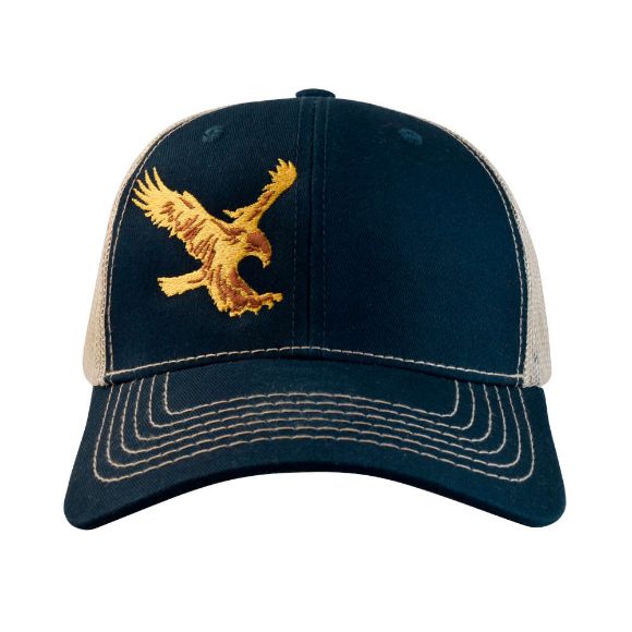 Imagen de SION - GORRA CON MALLA Y AJUSTADOR SNAPBACK DE PLÁSTICO, AGUILA, AZUL MARINO CON MALLA BEIGE