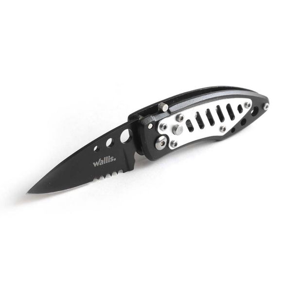 Imagen de WALLIS - NAVAJA CON MANGO PLATA-NEGRO, B.AUTOMÁTICO, HOJA LISA-SIERRA DE 4.5 CM DE LARGO 