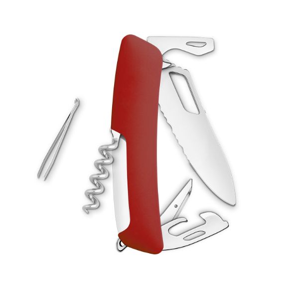 Imagen de SWIZA - NAVAJA ORIGINAL SINGLE HAND SH03 TR WAVY EDGE, 12 FUNCIONES, ROJO OSCURO