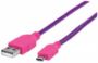 Imagen de PAQ. C/10 - MANHATTAN - CABLE USB V2.0 A-MICRO B 1.0M TEXTIL ROSA/MORADO