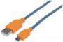 Imagen de PAQ. C/10 - MANHATTAN - CABLE USB V2.0 A-MICRO B 1.8M TEXTIL AZUL/NARANJA