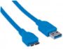 Imagen de PAQ. C/2 - MANHATTAN - CABLE USB V3.0 A-MICRO B 2.0M AZUL                                    
