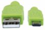 Imagen de PAQ. C/10 - MANHATTAN - CABLE USB V2.0 A-MICRO B 1.0M TEXTIL  NEGRO/VERDE