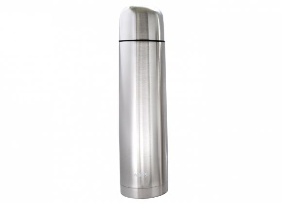 Imagen de WALLIS - TERMO TIPO BALA CON FUNDA Y TAPA ROSCA QUE FUNCIONA COMO VASO, 1000 ML, ACABADO ACERO 