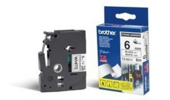 Imagen de BROTHER - CINTA NEGRO SOBRE BLANCO 6MM X 8M ADHESIVO INDUSTRIAL