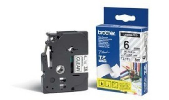Imagen de BROTHER - CINTA NEGRO SOBRE TRANSPARENTE 6MM X 8M