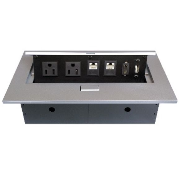 Imagen de DTC - B-ROBOTIX - CAJA PARA MESA HDMI + USB + 2 PUERTOS RJ45 + 2 PUERTOS DE CORRIENTE, COLOR PLATA 