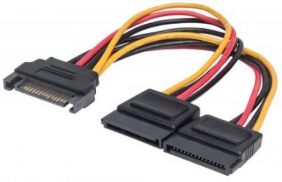 Imagen de PAQ. C/3 - IC - CABLE ALIMENTACION DIVISOR Y SATA 0.15M X2 1 MACHO A 2 HEMBRA