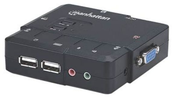 Imagen de IC - SWITCH KVM 2 PTOS USB Y 2PTOS VGA 3.5MM 1600X900 CON JUEGO CABLES