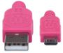 Imagen de PAQ. C/10 - IC - CABLE USB V2 A-MICRO B BOLSA TEXTIL 1.8M ROSA/MORADO.