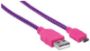 Imagen de PAQ. C/10 - IC - CABLE USB V2 A-MICRO B BOLSA TEXTIL 1.0M ROSA/MORADO.