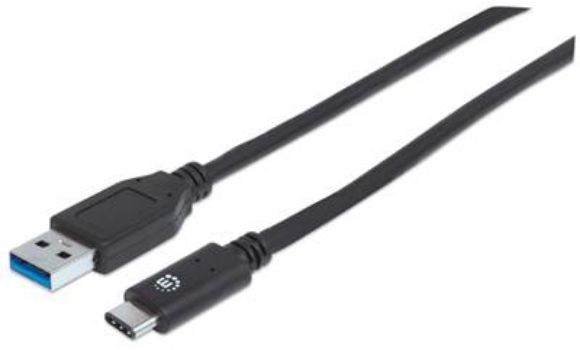 Imagen de PAQ. C/2 - MANHATTAN - CABLE USB-C V3.1, C-A 1.0M NEGRO
