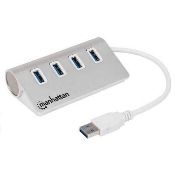 Imagen de MANHATTAN - HUB USB V3.0  4 PTOS COLOR ALUMINIO