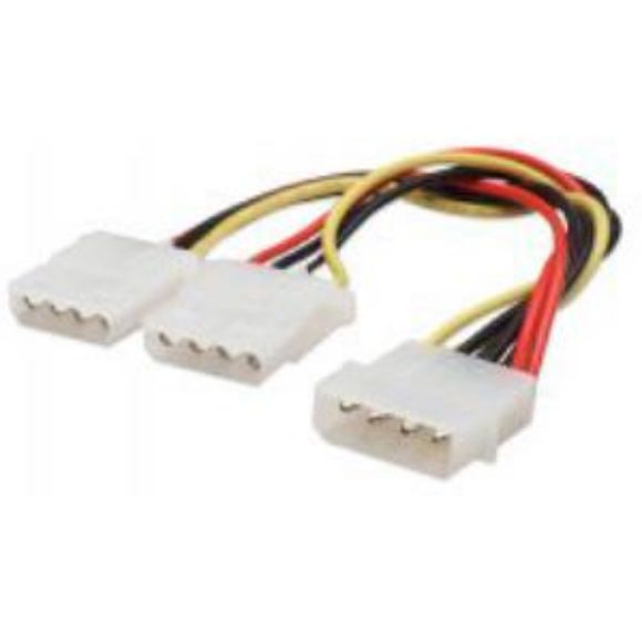 Imagen de PAQ. C/5 - IC - CABLE ALIMENTACION DIVISOR Y MOLEX 4 PINES A DUAL MOLEX HEMBRA
