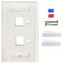 Imagen de PAQ. C/10 - IC - TAPA DE PARED FACEPLATE PLACA 2 PUERTO PERFORACION PARA ETIQUETA