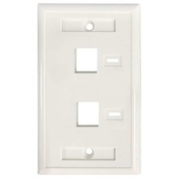 Imagen de PAQ. C/10 - IC - TAPA DE PARED FACEPLATE PLACA 2 PUERTO PERFORACION PARA ETIQUETA