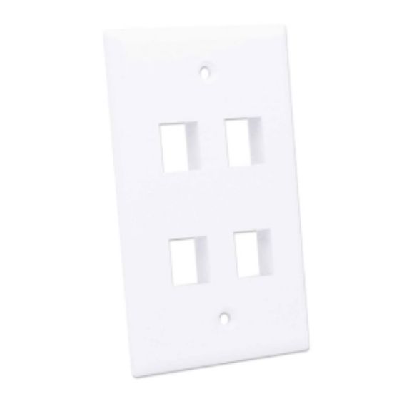 Imagen de PAQ. C/10 - IC - TAPA DE PARED FACEPLATE PLACA 4 PUERTOS BLANCO