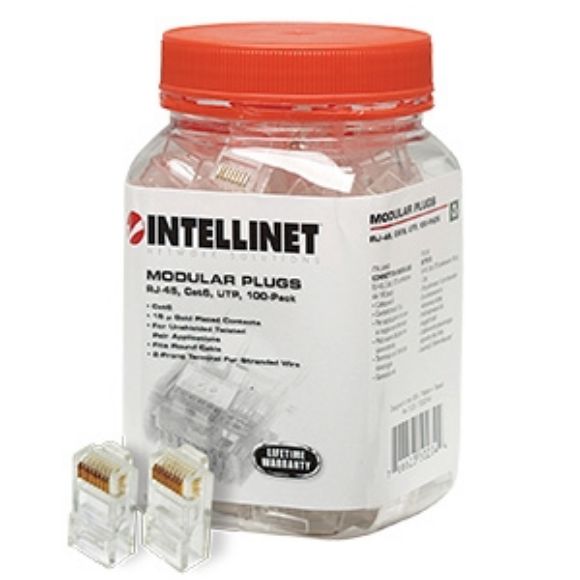 Imagen de IC - PLUG MODULAR RJ45 UTP CAT6 MULTIFILAR BOTE CON 100 PIEZAS