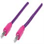Imagen de PAQ. C/10 - IC - CABLE ESTEREO A IPOD M-M 1.0M TEXTIL MORADO/ROSA.