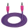 Imagen de PAQ. C/10 - IC - CABLE ESTEREO A IPOD M-M 1.0M TEXTIL MORADO/ROSA.