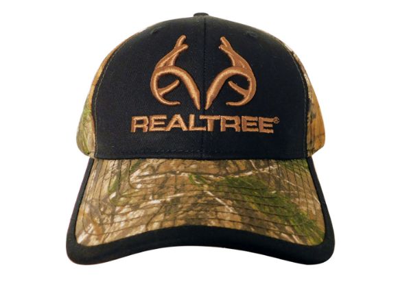 Imagen de REALTREE - GORRA CON CINTILLO DE AJUSTE, CUERNOS Y REALTREE BORDADO, NEGRO CON CAMU