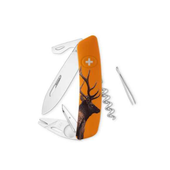 Imagen de SWIZA - NAVAJA VIDA SALVAJE STANDARD TT03 BULL ELK, 11 FUNCIONES, NARANJA