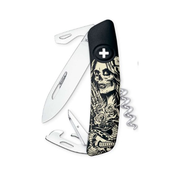 Imagen de SWIZA - NAVAJA EDICION ESPECIAL STANDARD D03 DIA DE MUERTOS, 11 FUNCIONES, NEGRO