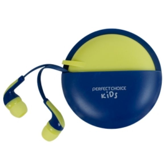 Imagen de PAQ. C/3 - PERFECT CHOICE - AUDIFONOS 3.5MM CON CASE Y CABL E RETRACTIL - BUBBLE GUM AZUL CON A