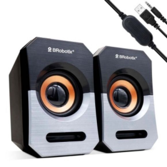 Imagen de PAQ. C/2 - DATA COMPONENTS - BOCINA DUAL USB V2.0 NEGRO/ PLA TA BROBOTIX