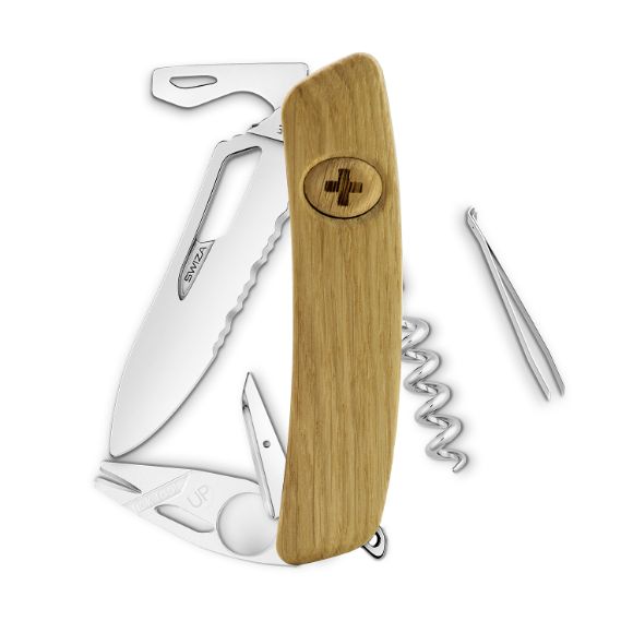 Imagen de SWIZA - NAVAJA LE CHÂTILLON ORIGINAL SINGLE HAND SH03 TR-TT AM WAVY EDGE, 12 FUNCIONES, MADERA  ROBLE