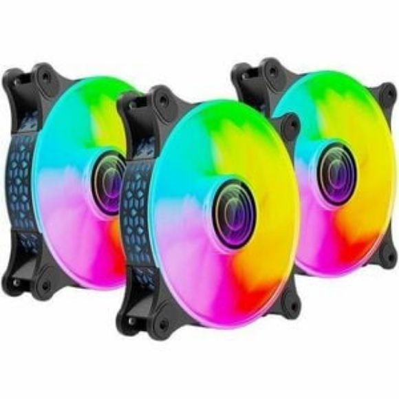 Imagen de NACEB - KIT DE VENTILADORES NACEB ARGB 120MM CONTROL LUMINICO NEGRO