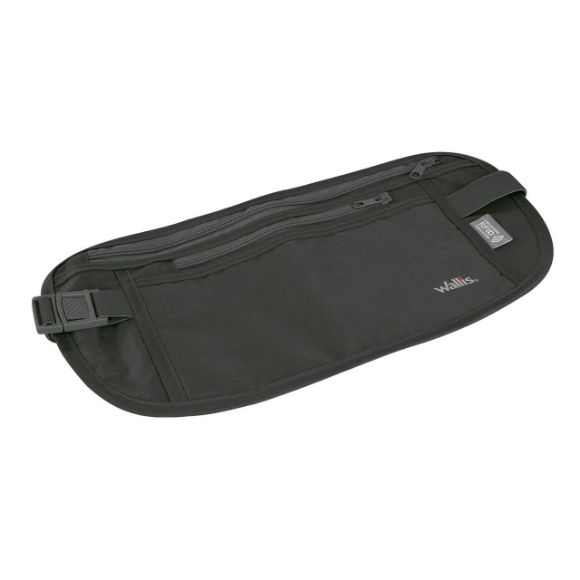 Imagen de WALLIS - CARTERA DE SEGURIDAD CON CORREA PARA CINTURA, 14X29.5 CM, COLOR NEGRO (PROTECCIÓN RFID)