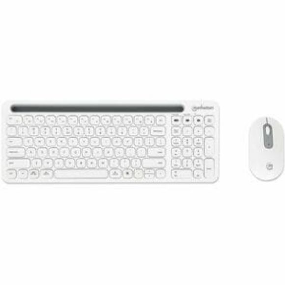Imagen de IC - TECLADO Y MOUSE OPTICO INALAMBR 2.4G BLUETOOTH BLANCO COMBO TECLA