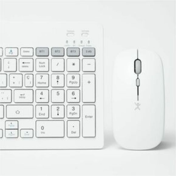 Imagen de PERFECT CHOICE - KIT TECLADO 2.4 GHZ BT RECARGABLE ZEBRARY - BLANCO