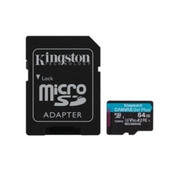 Imagen de KINGSTON - KINGSTON MEMORIA 64GB MICROSDXC CANVAS GO PLUSA2 U3V30 CARD ADAP