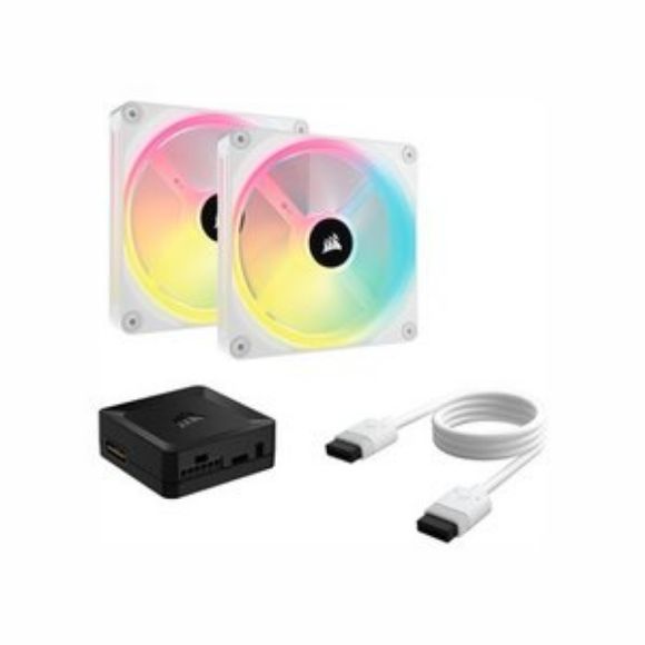 Imagen de CORSAIR - VENTILADORES CORSAIR KIT 2 PZS QX ICUE LINK QX140 BLANCO 140MM RGB