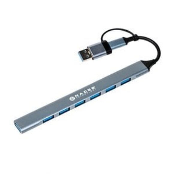 Imagen de PAQ. C/2 - NACEB - NACEB HUB USB-C/A A 7 PUERTOS 1USB3.0 6USB2.0 NA-0125