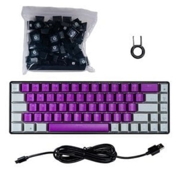 Imagen de NACEB - NACEB TECLADO MECANICO RGB 69 TECLAS MORADO CON EXTRA KEYCAPS NA-