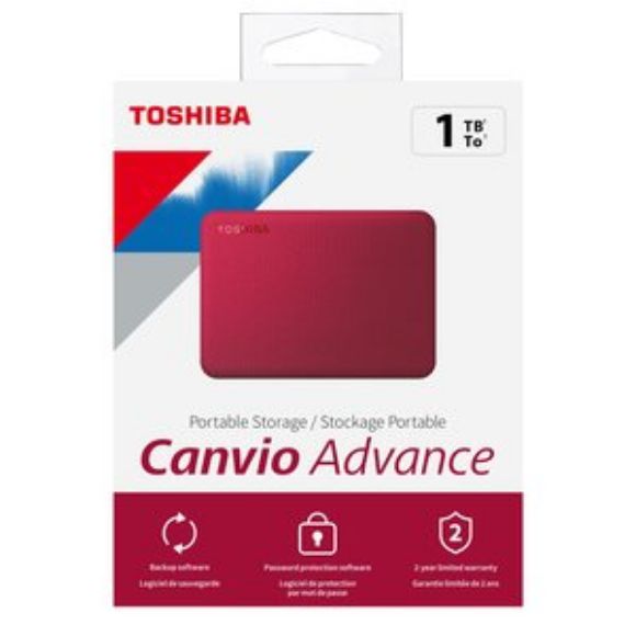 Imagen de POWER & CO - DISCO PORTATIL TOSHIBA CANVIO ADVANCE V10 ROJO 1TB
