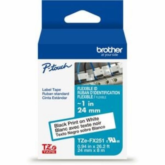 Imagen de BROTHER - CINTA FLEXIBLE NEGRO SOBRE BLANCO 24MM X 8M