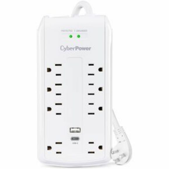 Imagen de CYBER POWER - DUO SUPRESORES DE PICOS CYBERPOW6 CONTACTOS 1 USB-A 2.4A