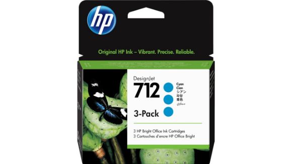 Imagen de HEWLETT PACKARD - HP 712 CYAN 29ML 3-PACK TINTA AMPLIO FORMATO 3ED77A