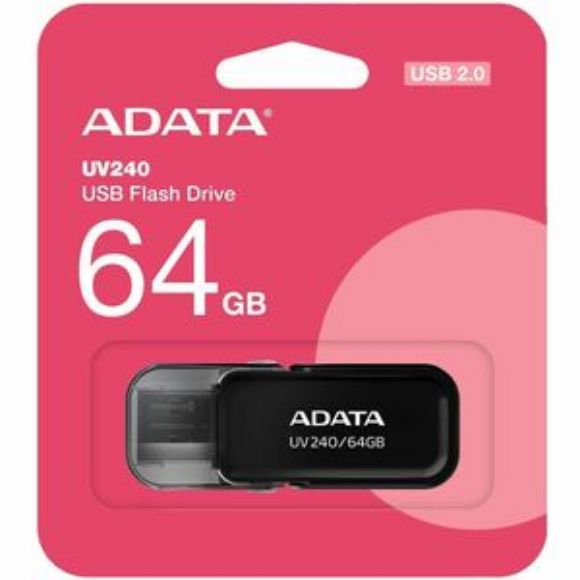 Imagen de PAQ. C/2 - ADATA - ADATA USB 64GB UV240 2.0 BLACK AUV240-64G-RBK