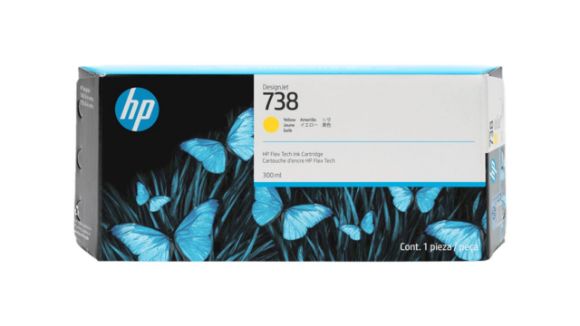 Imagen de HEWLETT PACKARD - HP 738 AMARILLO 300ML TINTA AMPLIO FORMATO 676M8A